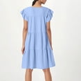 thumbnail image 3 of Summer Dresses for Women Sundress Sleeveless Ruffle Sleeve Round Neck Loose Short Flowy Pleated Mini Babydoll Dress, 3 of 4