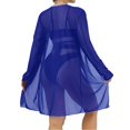 thumbnail image 3 of Women's Solid Color Cardigan Beach Cover Up Three-Piece Bikini Set S-L, 3 of 7