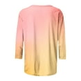 thumbnail image 4 of Women Tops, Womens Summer Lightweight Tops 3/4 Length Sleeve T Shirt Crew Neck Slim Tunic Tops Pull On Stretch Gradient Shirts, 4 of 5
