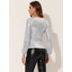 thumbnail image 3 of Camiseta de fiesta Allegra K con purpurina metálica para mujer Color plata L, 3 of 4