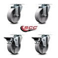 thumbnail image 2 of 4 Inch Semi Steel Wheel Swivel Top Plate Caster Set with 2 Posi Brakes SCC, 2 of 2