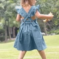 thumbnail image 6 of Bovxnpu Summer Girls Dresses, Toddler Girls Spaghetti Strap Ruffle Sleeve Cotton Linen Summer Princess Dress Girls Midi Dress Sundress, 6 of 7
