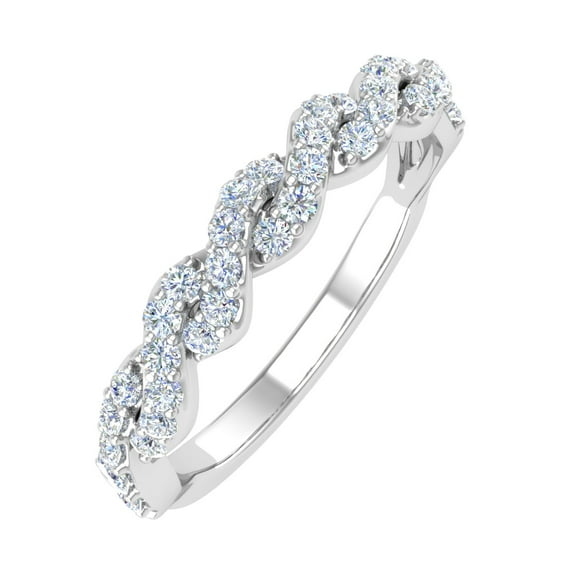 1/3 Carat Diamond Twisted Wedding Band Ring in 10K White Gold (Ring Size 6.5)