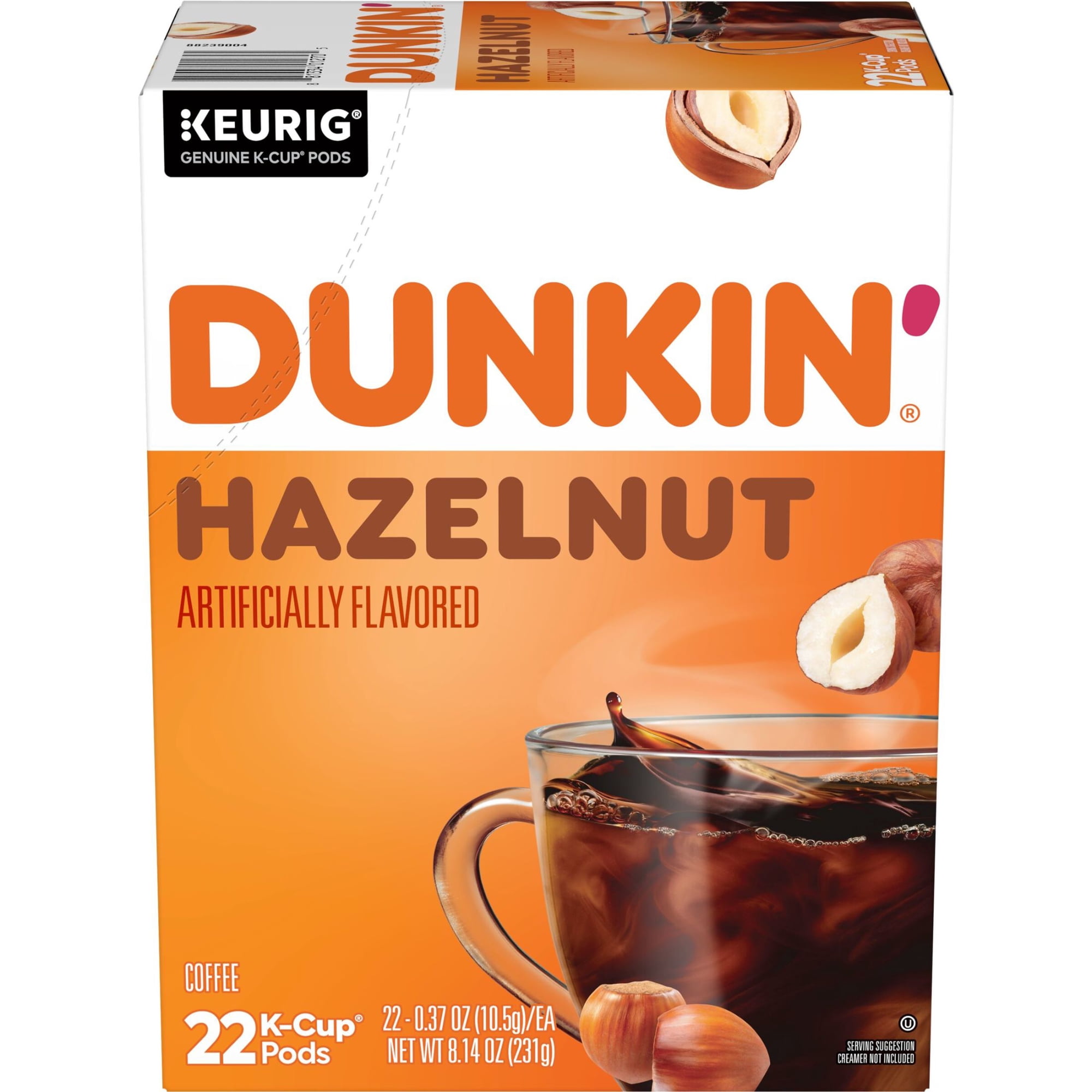 Dunkin’ Hazelnut Artificially Flavored Coffee, Keurig K Cup Pods, 22 Count Box