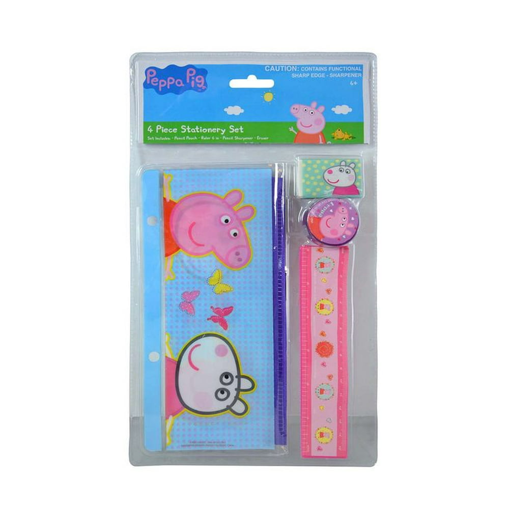 Peppa Pig Stationery Set Pencil Pouch, Sharpener, Eraser, Ruler