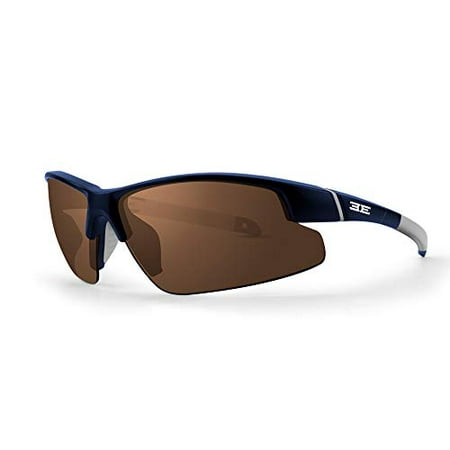 Epoch Bravo Golf Sport Riding Sunglasses Navy/White Frame with Color Enhancing Brown Lens