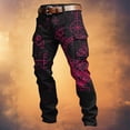 thumbnail image 2 of CONZONE Mens Baggy Cargo Pants Wide Leg Pants for Men Trendy Buttons Viking Mythology Graphic Y2K Soft Casual Joggers With Pocket, 2 of 4