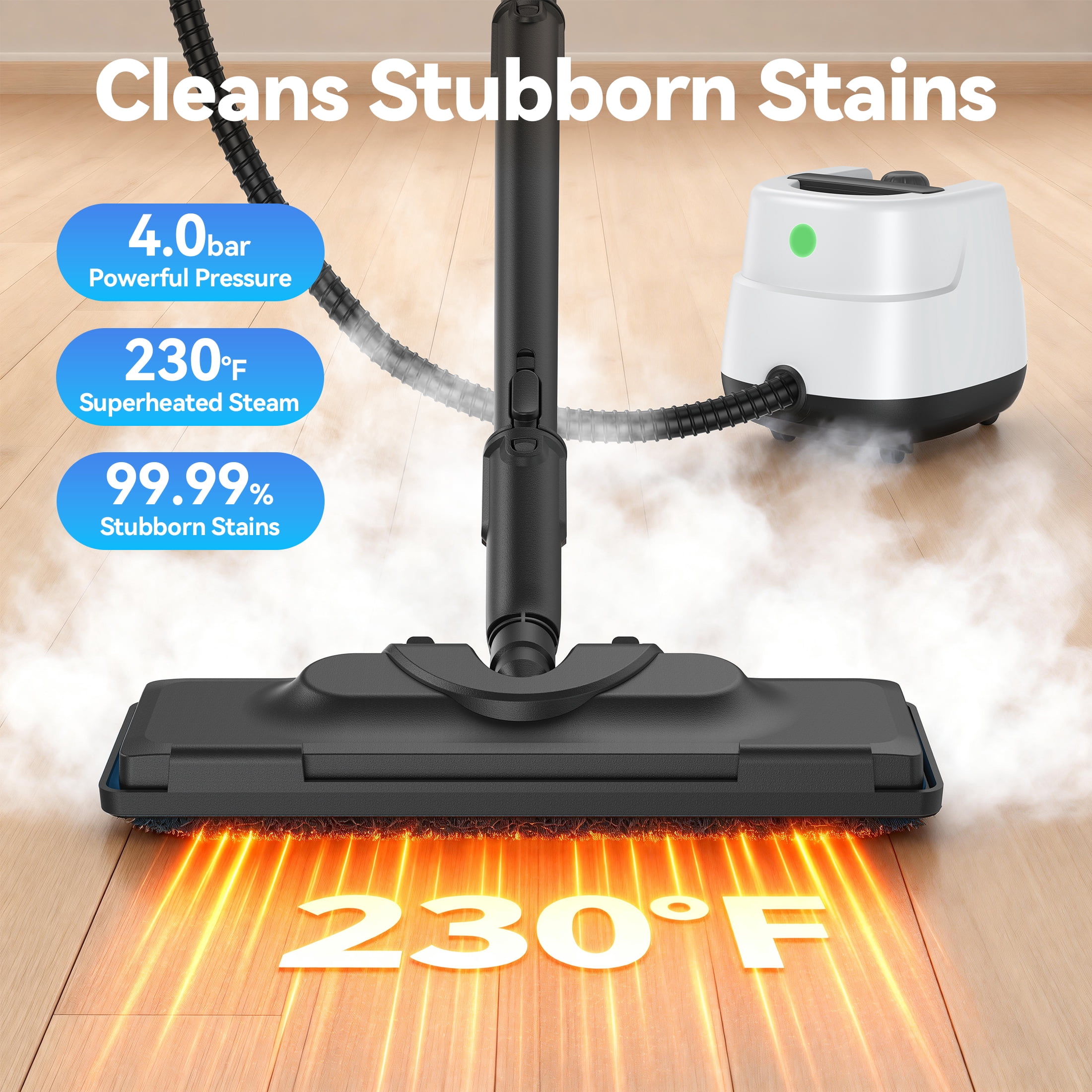 Hivroo Steam Cleaner,Multi-Surface Steam for Deep Cleaning Home, Kitchen, Floor, Window, Car Seat, Carpet, Tile, Grout