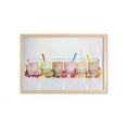 thumbnail image 1 of Colorful Wall Art with Frame, Different Flavored Bubble Teas and Chocolate Fresh Fruits Image, Printed Fabric Poster for Bathroom Living Room, 35" x 23", Off White Multicolor, by Ambesonne, 1 of 2
