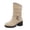 Beige, variant on Wide Calf Riding Boots for Women Suede Round Toe Chunky Heel Lug Sole Fall Boots Vintage Buckle Strap Slouchy Western Ankle Boots