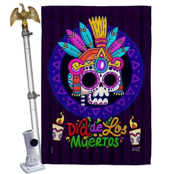 Angeleno Heritage HS130412-BO-02 Dia de los Muertos Falltime Day of Diad 28 x 40 in. Double-Sided Decorative Horizontal Flags for Decoration Banner Garden Yard Gift