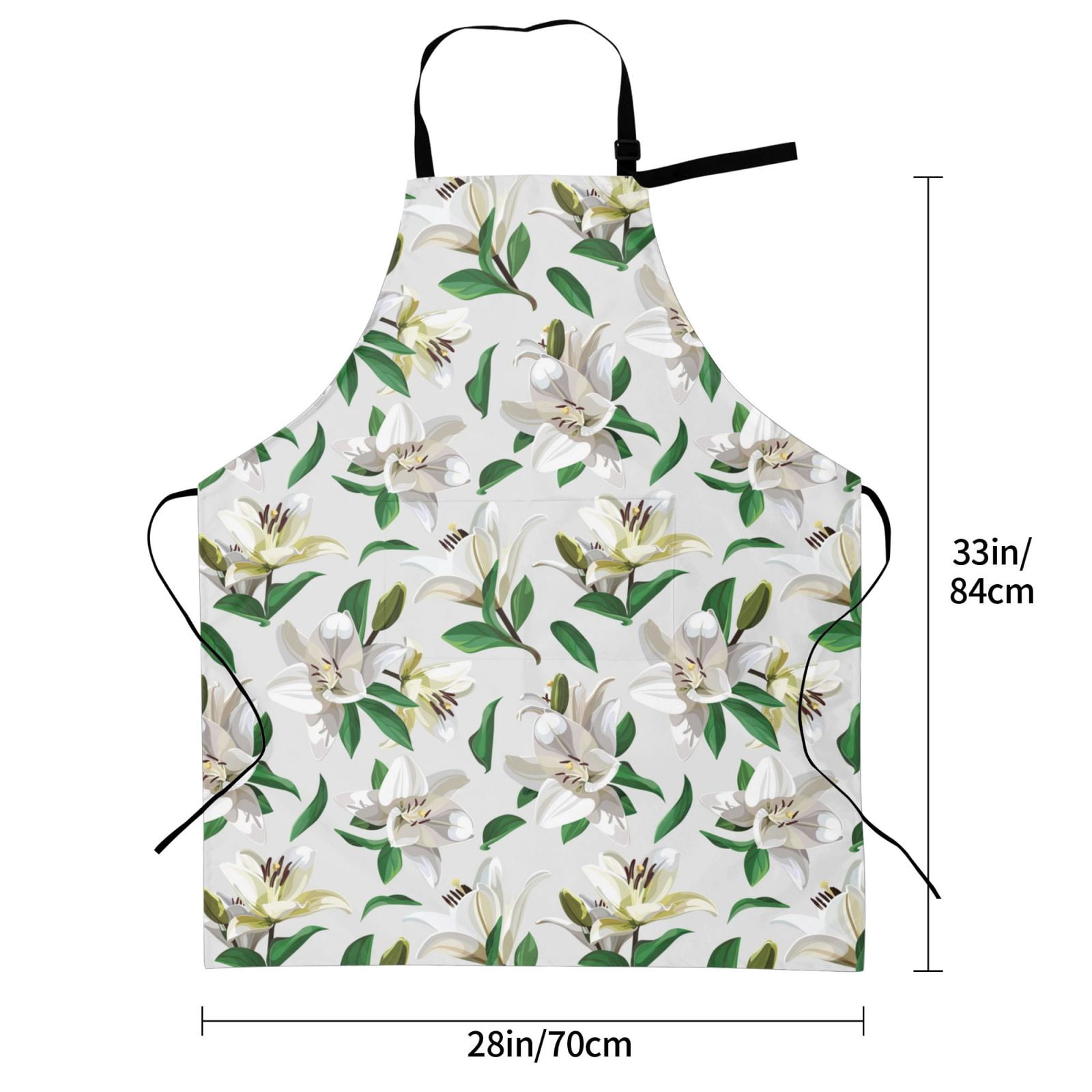 Kdxio Lilies Flowers Apron with Pockets Adjustable Kitchen Aprons for Men Women Waterproof Aprons for Cooking,Drawing,Crafting, Baking Household Cleaning