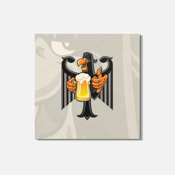 Eagle Mug Of Beer Animal 4'' X 4'' Square Wooden Coaster