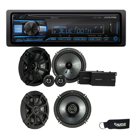 Alpine UTE-73BT Bluetooth Receiver (No CD), a Pair of 43CSS654 6.5" Components, and 43CSC654 6.5" Speakers