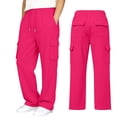 thumbnail image 4 of ZHOGXU Trendy Solid Color Elastic Waist Drawstring Cargo Jogger Wide Leg Kids Girls Pants With Pocket Back To School Wear, 4 of 8