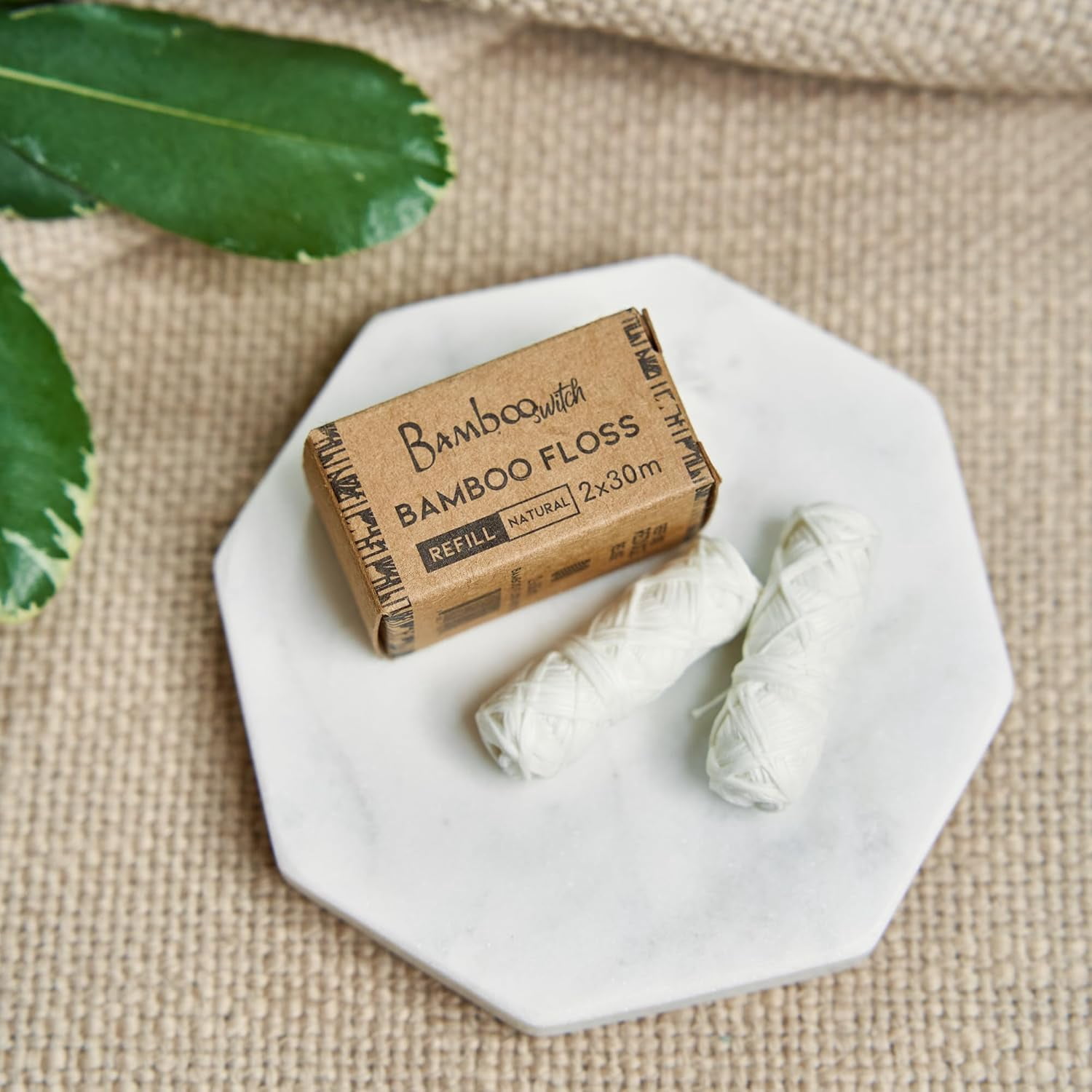 Bamboo White Dental Floss Refills (4 Spools), Eco-Friendly, Mint Bamboo Fiber, Vegan, Plastic-Free