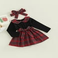 thumbnail image 4 of 6M-5T Noël Bébé Filles Robe Patchwork à Carreaux Peter-Pan Col Robe à Manches Longues Bandeau Vêtements Noir 3-4 Ans, 4 of 7