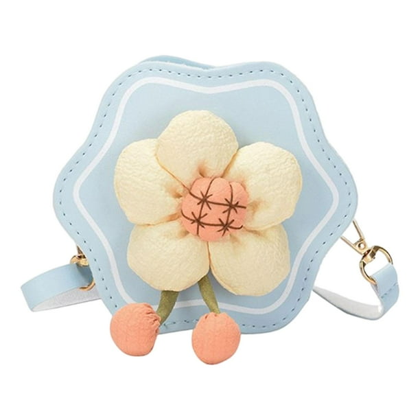 Bolso bandolera de piel sintética con diseño de flores, ideal como regalo para mujeres y niñas. Azul