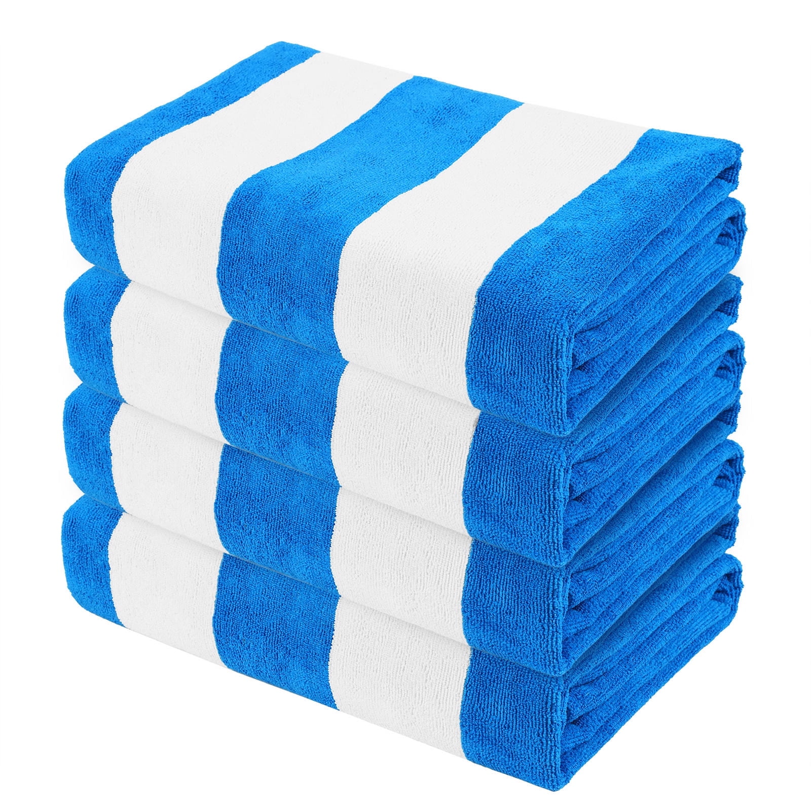 Exclusivo Mezcla 4-Pack Large Cabana Stripe Lightweight Soft Microfiber Beach Towels, Highly Absorbent Travel Pool Towel(Blue,30"x60")