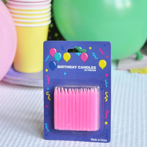 2" Pink Birthday Candles 72 Pack