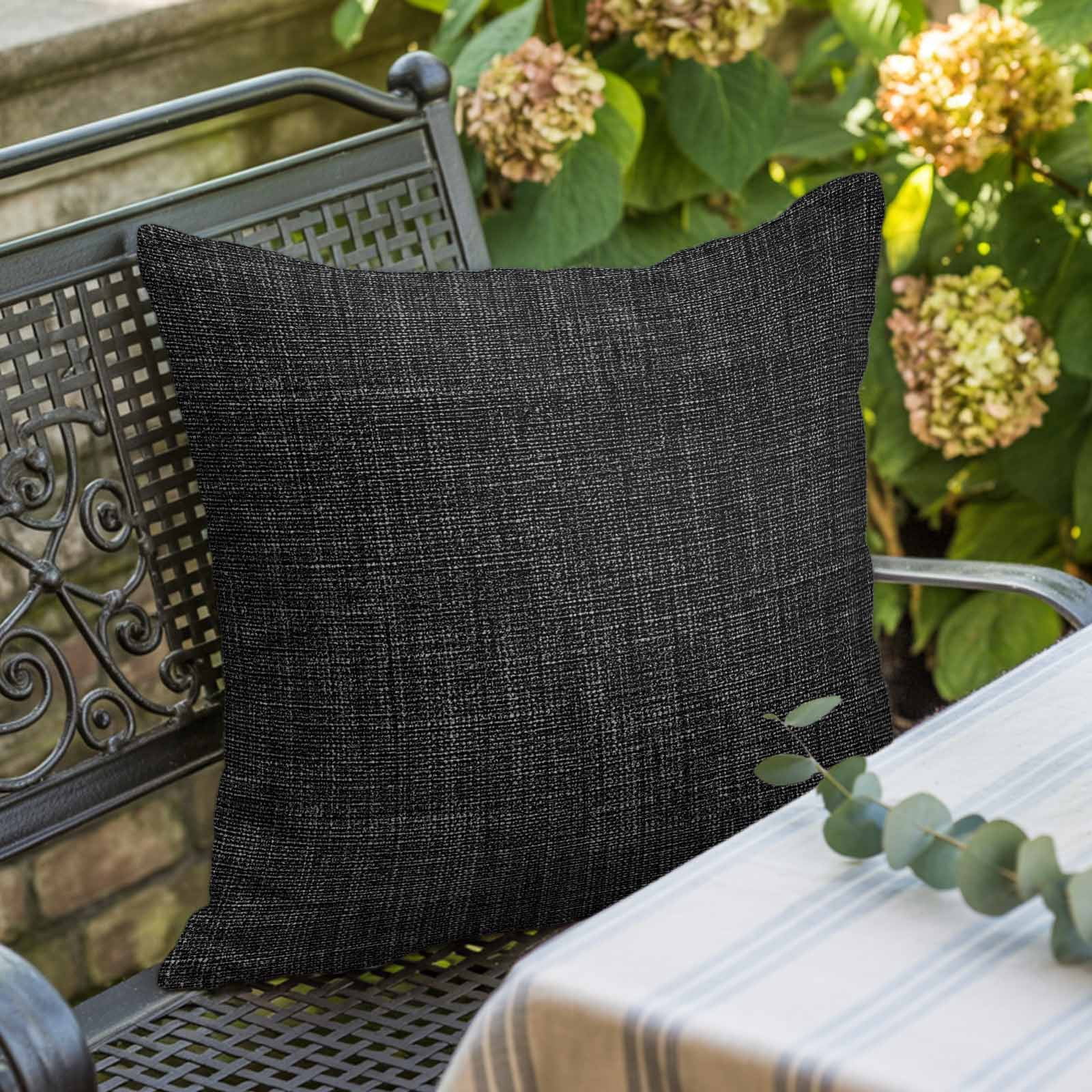 Black Pillow Covers 20x20 Inch, Farmhouse Burlap Solid Black Color Modern Linen Texture Linen Pillowcase with Invisible Zipper, Decorative Throw Pillow Covers Cushion Case for Couch Sofa Bed