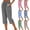 #01 Black, variant on Womens Vertical Striped Capri Pants Drawstring Elastic High Waist Side Slit Hem Wide Leg Cropped Trousers Loose Fit Summer Beach Bottoms , XL, #01 Blue