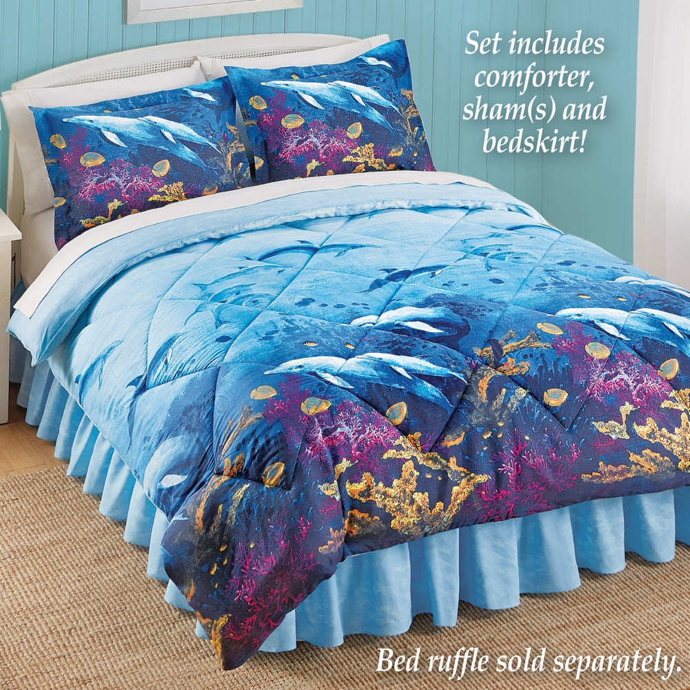 Collections Etc Seaside Dolphin Cove Comforter Set Twin Blue
