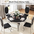 thumbnail image 6 of Round Glass Dining Table, S-Shaped Stainless Steel Legs, 47" Black Mirrored Tempered Glass Top, for Dining Rooms & Apartments, 6 of 7