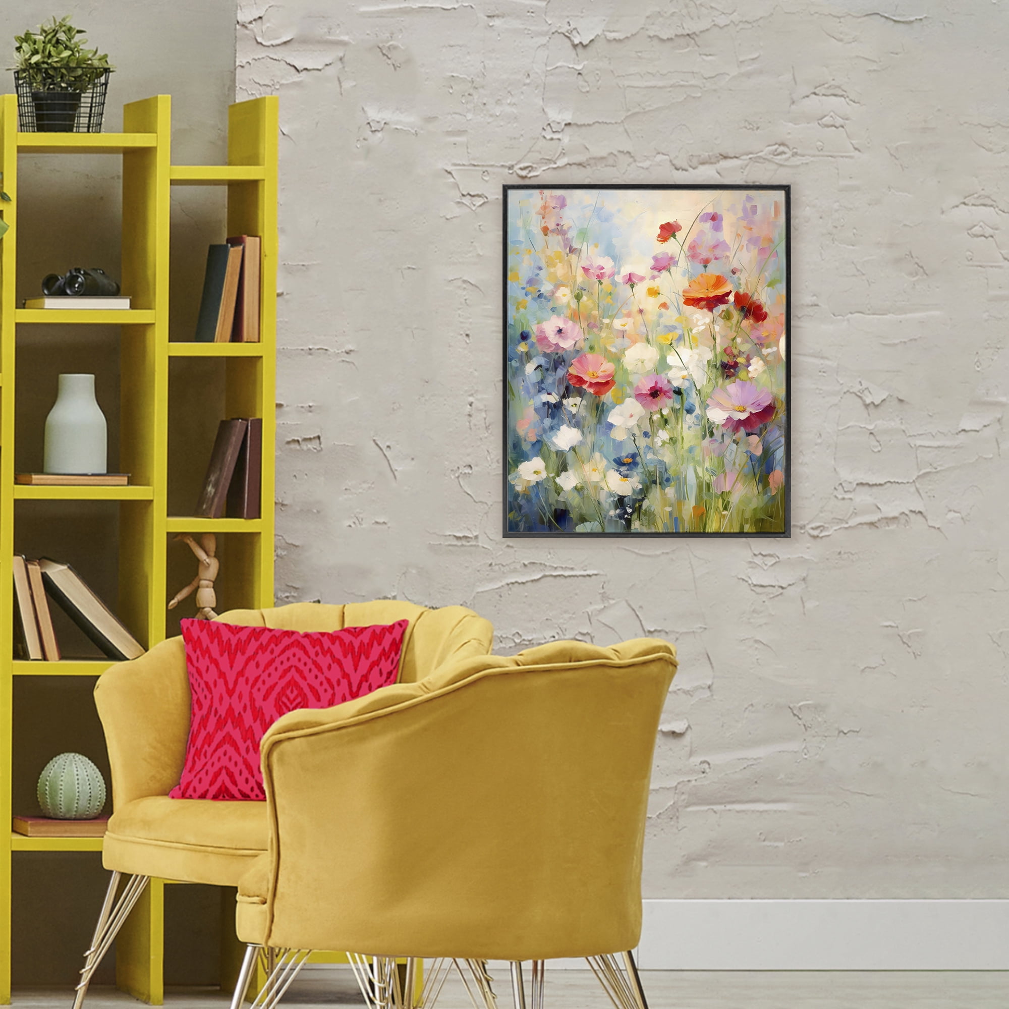 Stupell Industries Wildflower Breeze Impression Black Framed Giclee Art, design by Creative Studio