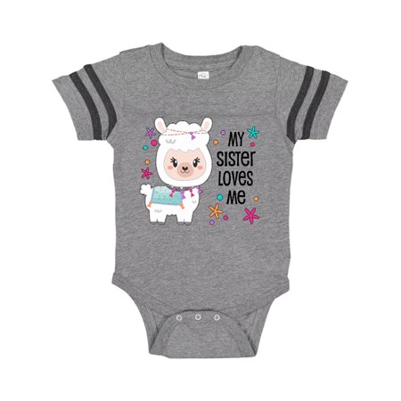 

Inktastic My Sister Loves Me- cute and happy llama Gift Baby Boy or Baby Girl Bodysuit