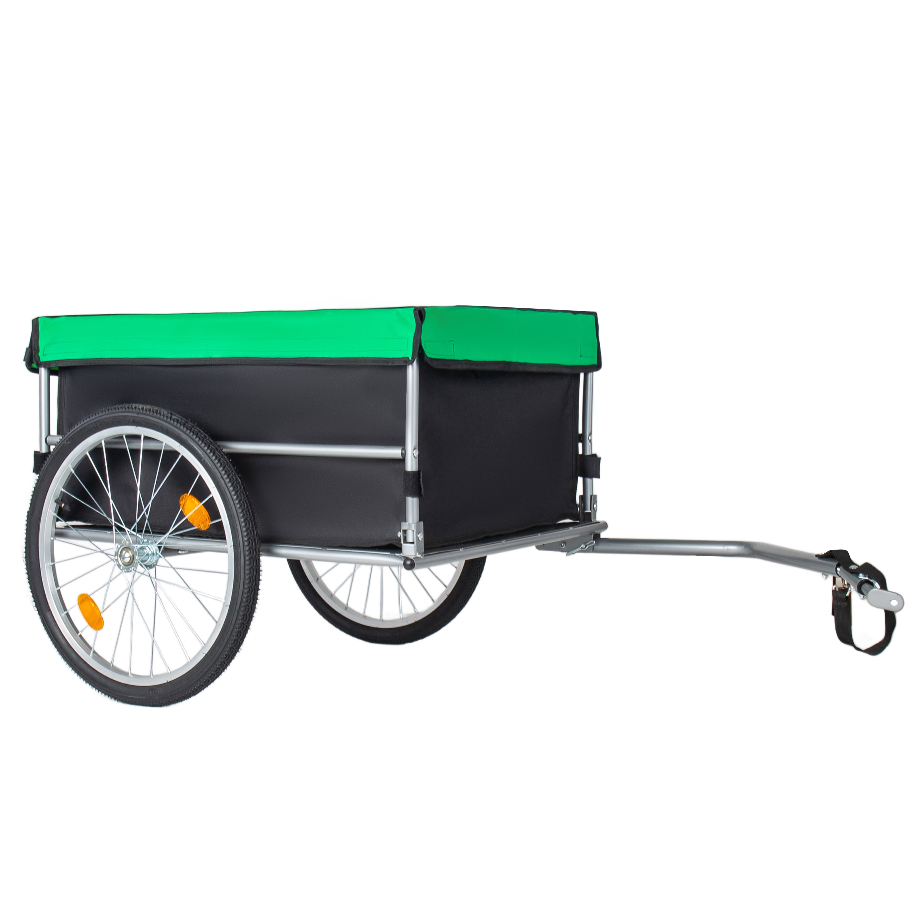 Foldable Bicycle Cargo Trailer, Black & Green with 20 Inch Wheels, Removable 600D Oxford Cover, Folding Frame and Quick Release, 120LBS Capacity for Groceries, Tools and Luggage