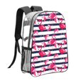 thumbnail image 3 of Honeii Flamingos Print Clear Backpack Heavy Duty Transparent Bag 17" See Through BookBag for Women Men Adults Work Festival Sports Travel, 3 of 7