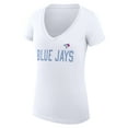 thumbnail image 2 of Women's G-III 4Her by Carl Banks  White Toronto Blue Jays Dot Print V-Neck Fitted T-Shirt, 2 of 3