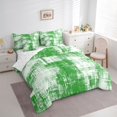 thumbnail image 3 of Feelyou Chic Art Abstract Bedding Comforter Set 7pcs for Adult, Modern Fashion Stripes King Bedding Sets, Green Watercolor Reversible Bed Sheets, Ultra Soft Bedroom Decor, 3 of 7