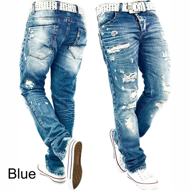 men's ripped destroyed jeans
