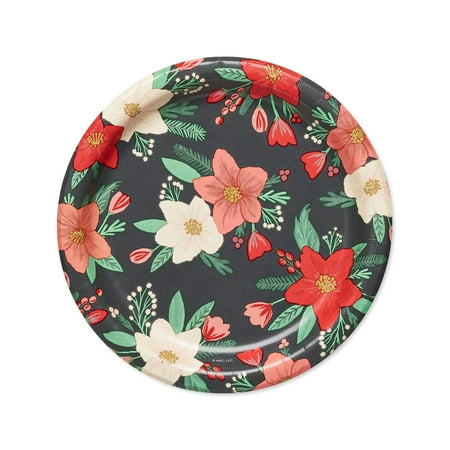 Christmas Theme Paper American Greetings, 36-Count, Christmas Dessert Plate, Winter Floral ()