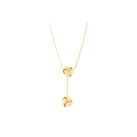 14k Gold Diamond Love Knot - 14k Yellow Gold Diamond Cut Cable Chain Love Knot Drop Lariat Necklace and Dangle Earrings Set