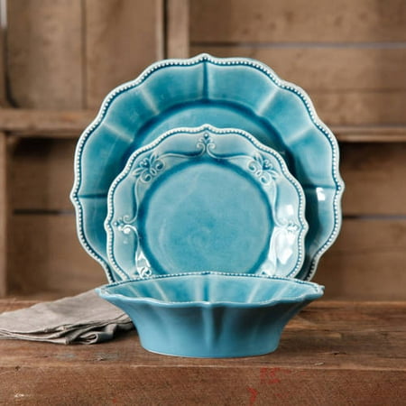 The Pioneer Woman Paige Crackle Glaze Denim Dinnerware Set, 12 Piece