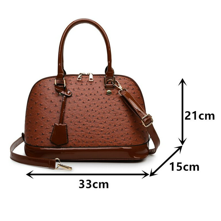 Luxury Ostrich Pattern Handbags for Women Quality Pu Leather Crossbody Bag  Retro Design Tote Hand Bags Female Brown Shoulder Bag