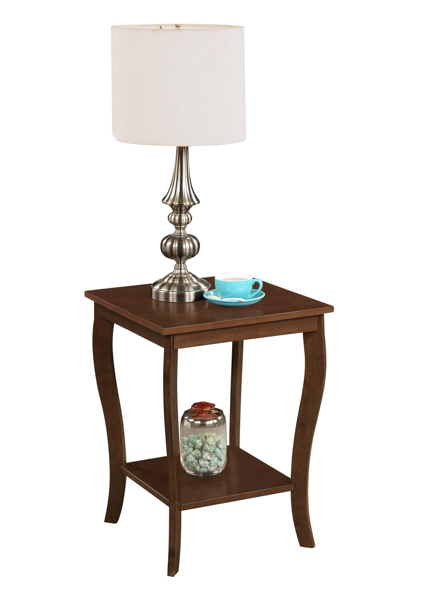 Convenience Concepts American Heritage Transitional Square End Table with Storage, Espresso