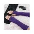 thumbnail image 5 of INSPIRE CHIC Unisex Classic Fashion Stretch Fingerless Arm Warmers Oversleeve Gloves Purple One Size, 5 of 6