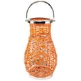 thumbnail image 3 of Northlight Woven Iron Pillar Candle Lantern with Glass Hurricane - 18.5" - Orange, 3 of 8
