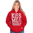 thumbnail image 5 of Valentines Day Skull Kiss Me Deadly Zip Hoodie Sweatshirt Women Brisco Brands M, 5 of 6