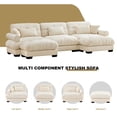 thumbnail image 6 of TUANLUO 130" Oversized U-Shape Sectional Couch for Living Room, Modular Sectional Sofa with Ottoman, Velvet 3-Seater Sofa Tufted Couch with Round Armrests, Cream, 6 of 9