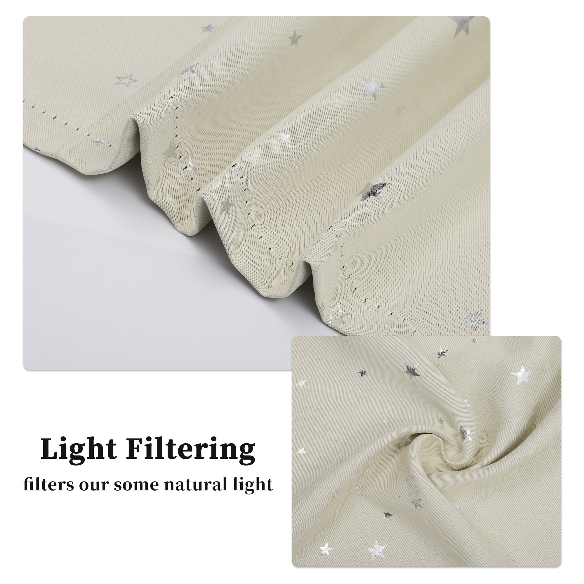 Unique Bargains 2pcs Blackout Short Window Curtains Beige 15(in) WIDE
