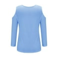 thumbnail image 5 of Tittly T Shirts for Women Tshirts Shirts Women's Tops V Neck 3/4 Sleeve Shirts Casual Blouses Cold Shoulder Tops Basic Tees Floral Print Tshirts Womens T Shirts Gym Clothes for Woman Blue XL, 5 of 5