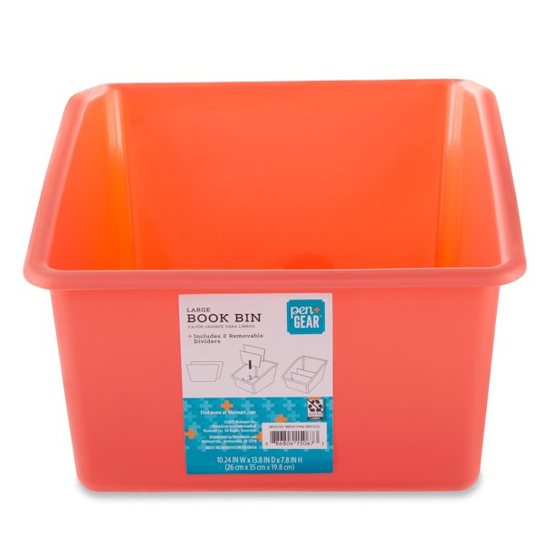 Pen+Gear Large Desktop Organizer Book Bin with 2 Removable Dividers