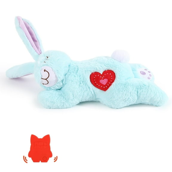 PET FULED Puppy Sleep Aid - Heartbeat Stuffed Toy for Soothing Anxious Dogs & New Pets (Blue Rabbit Design)
