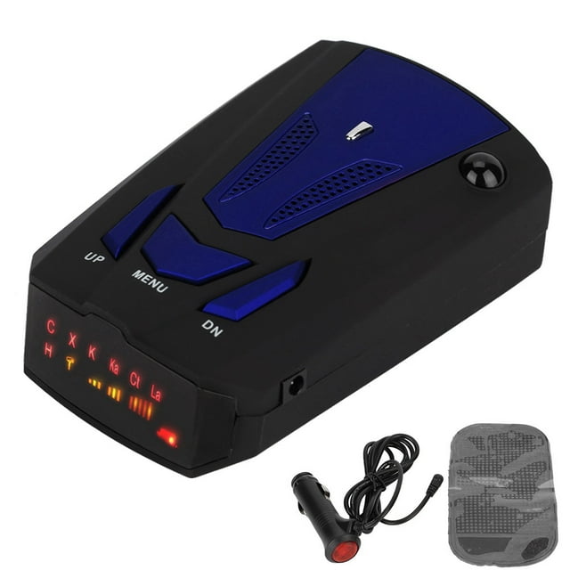 Detector de radar láser V7 con GPS, banda de 16 frecuencias y 360 grados, alerta de voz y velocidad para coche (azul)