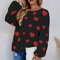 thumbnail image 4 of RYDCOT Womens Sweaters Clearance Cozy Sweaters for Women Fuzzy Heart Print Long Sleeve Round Neck Slouchy Sweaters for Women Clearance, 4 of 4